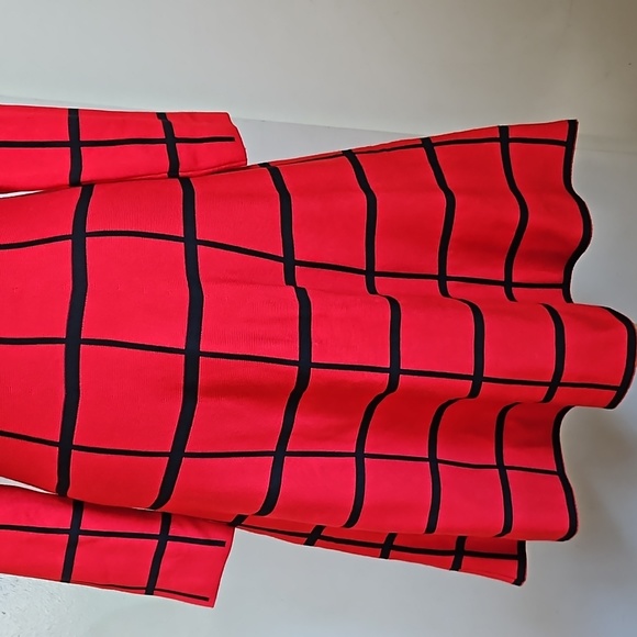 Luxxe Lane Red Plaid Sweater Dress Long Sleeves Fit&Flare Size Medium - Picture 4 of 13